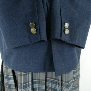 1円 ブレザー チェックスカート リボン 上下4点セット 指定 M 冬物 女子 学生服 神奈川湘南学院高校 紺 制服 中古 ランクC EY9749の画像3