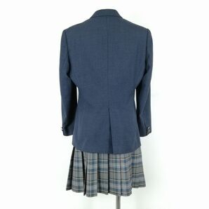 1円 ブレザー チェックスカート リボン 上下4点セット 指定 M 冬物 女子 学生服 神奈川湘南学院高校 紺 制服 中古 ランクC EY9749の画像2