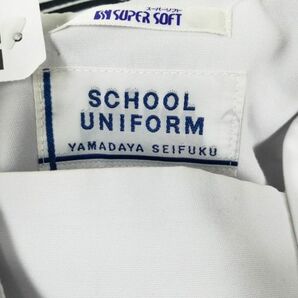 1円 セーラー服 スカート スカーフ 上下3点セット 夏物 青3本線 女子 学生服 兵庫灘中学 白 制服 中古 ランクC EY9819の画像6