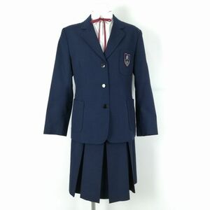 1円 ブレザー ベスト スカート 紐タイ 上下5点セット 冬物 女子 学生服 東京三沢中学 紺 制服 中古 ランクC EY9724