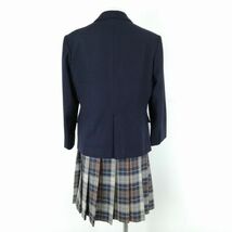 1円 ブレザー チェックスカート リボン 上下4点セット 冬物 女子 学生服 東京忠生高校 紺 制服 中古 ランクC EY9823_画像2