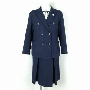 1円 ブレザー スカート 紐タイ 上下4点セット 冬物 女子 学生服 東京日野第四中学 紺 制服 中古 ランクC EY9725