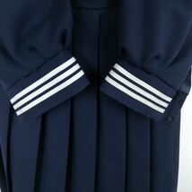 1円 セーラー服 スカート ネクタイ 上下3点セット 指定 165A 大きいサイズ トンボ 冬物 白3本線 女子 中学 高校 紺 中古 ランクB EY9858_画像4