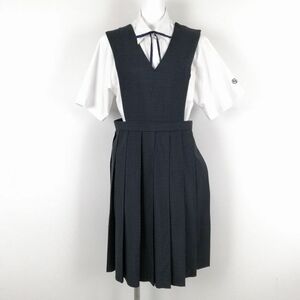 1円 ジャンパースカート 紐タイ ウエスト80 カンコー 夏物 女子 学生服 中学 高校 制服 中古 ランクC EY9216