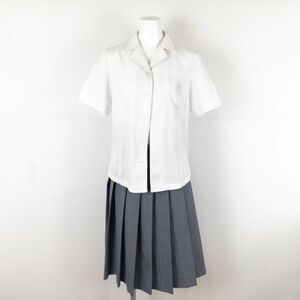 1円 ブラウス スカート 上下2点セット 165A 夏物 女子 学生服 鹿児島第一高校 白 制服 中古 ランクC EY9591