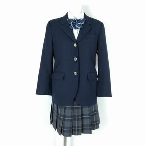 1円 ブレザー ミニスカート リボン 上下4点セット 指定 カンコー 冬物 女子 学生服 神奈川茅ヶ崎西浜高校 紺 制服 中古 ランクB EY9947の画像1