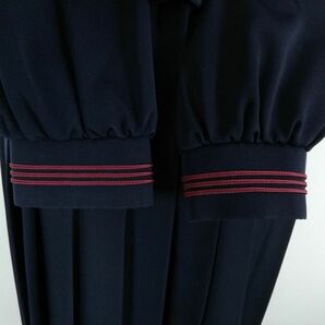 1円 セーラー服 ジャンパースカート スカーフ 上下3点セット 指定 冬物 赤3本線 女子 学生服 中学 高校 紺 制服 中古 ランクC EY9415の画像4