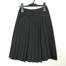 1円 スクールスカート 夏物 w63-丈65 黒 中学 高校 プリーツ 学生服 制服 女子 中古 IN5015_画像1