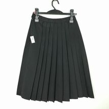 1円 スクールスカート 夏物 w63-丈65 黒 中学 高校 プリーツ 学生服 制服 女子 中古 IN5015_画像2