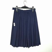 1円 スクールスカート 冬物 w63-丈63 紺 中学 高校 プリーツ 学生服 制服 女子 中古 IN5042_画像2