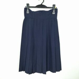 1円 スクールスカート 夏物 w69-丈68 紺 中学 高校 プリーツ 学生服 制服 女子 中古 IN5028