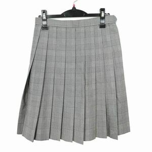 1円 スクールスカート 冬物 w63-丈56 チェック 中学 高校 プリーツ 学生服 制服 女子 中古 IN5089