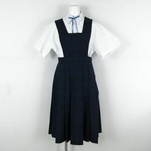 1円 ジャンパースカート 紐タイ ウエスト70 トンボ 夏物 女子 学生服 中学 高校 制服 中古 ランクB EY9418