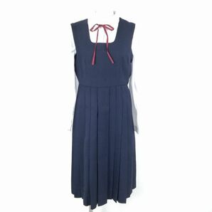 1円 ブレザー ジャンパースカート 紐タイ 上下4点セット 冬物 女子 学生服 中学 高校 紺 制服 中古 ランクC EY9621の画像6