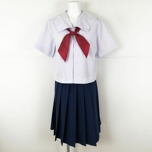 1円 セーラー服 スカート スカーフ 上下3点セット 大きいサイズ カンコー 夏物 女子 学生服 中学 高校 白 制服 中古 ランクC EY9123