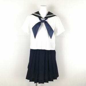 1円 セーラー服 スカート 上下3点セット カンコー 夏物 白3本線 女子 学生服 東京佼成学園女子中学高校 白 制服 中古 ランクB EY9662