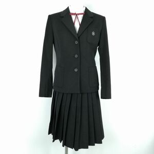 1円 ブレザー スカート 紐タイ 上下4点セット 冬物 女子 学生服 高知追手前高校 黒 制服 中古 ランクC NA0046