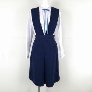 1円 ジャンパースカート 紐タイ ウエスト58 冬物 女子 学生服 中学 高校 紺 制服 中古 ランクC NA0024