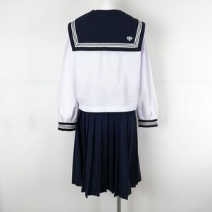 1円 セーラー服 スカート スカーフ 上下3点セット 大きいサイズ 富士ヨット 中間服 白3本線 女子 島根安来第一中学 白 中古 ランクC EY9939の画像2