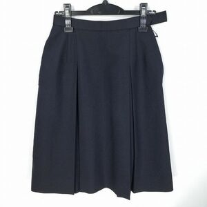 1円 スクールスカート 冬物 w63-丈58 紺 中学 高校 プリーツ 学生服 制服 女子 中古 HK6060