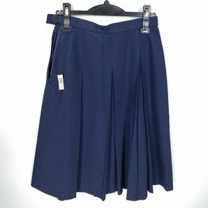 1円 スクールスカート 夏物 w66-丈60 紺 中学 高校 プリーツ 学生服 制服 女子 中古 HK6027の画像2