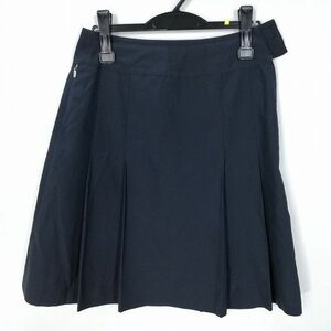 1円 スクールスカート 夏物 w69-丈53 紺 中学 高校 プリーツ 学生服 制服 女子 中古 HK6113