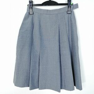 1円 スクールスカート 夏物 w66-丈60 グレー 中学 高校 プリーツ 学生服 制服 女子 中古 HK6108