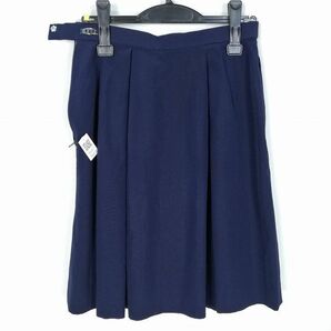 1円 スクールスカート 夏物 w69-丈55 紺 広島国泰寺高校 プリーツ 学生服 制服 女子 中古 HK6072の画像2