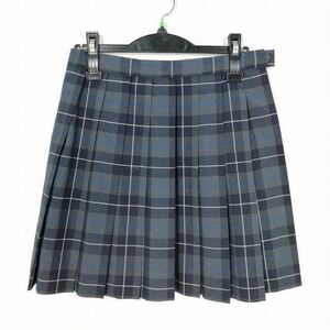 1円 スクールスカート 夏物 w66-丈45 チェック 中学 高校 ミニ丈 プリーツ 学生服 制服 女子 中古 IN5125