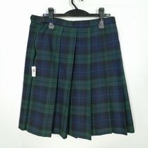 1円 スクールスカート 大きいサイズ 冬物 w75-丈57 チェック 佐賀致遠館高校 プリーツ 学生服 制服 女子 中古 IN5137_画像2