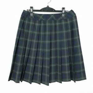 1円 スクールスカート 大きいサイズ 冬物 w72-丈55 チェック 中学 高校 プリーツ 学生服 制服 女子 中古 IN5139