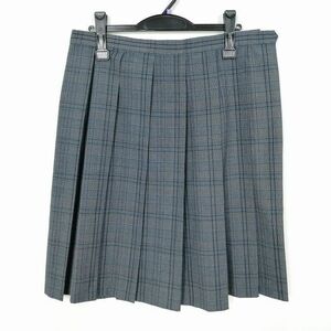 1円 スクールスカート 大きいサイズ 夏物 w75-丈58 チェック 中学 高校 プリーツ 学生服 制服 女子 中古 IN5129