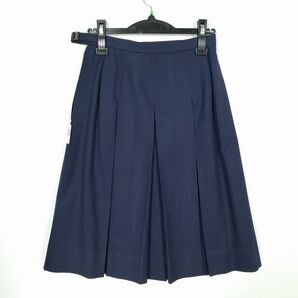 1円 スクールスカート 冬物 w66-丈62 紺 中学 高校 プリーツ 学生服 制服 女子 中古 IN5159の画像2