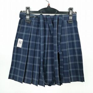 1円 スクールスカート 夏物 w60-丈40 チェック 中学 高校 ミニ丈 プリーツ 学生服 制服 女子 中古 IN5178の画像2