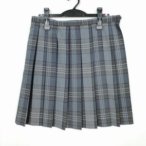 1円 スクールスカート 大きいサイズ 夏物 w72-丈50 チェック 中学 高校 プリーツ 学生服 制服 女子 中古 IN5200