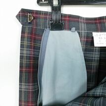 1円 スクールスカート 夏物 w63-丈58 チェック 中学 高校 プリーツ 学生服 制服 女子 中古 IN5197_画像4