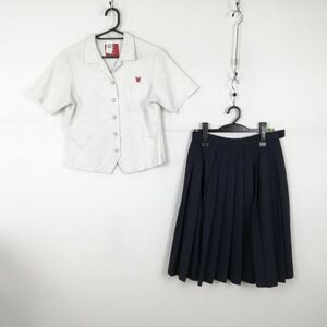 1円 ブラウス スカート 上下2点セット 夏物 女子 学生服 佐賀唐津西高校 白 制服 中古 ランクC EY2211