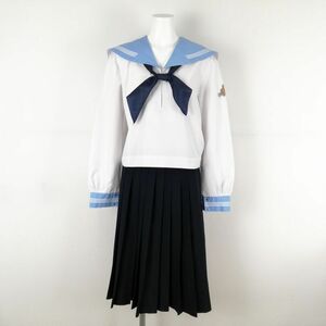 1 jpy sailor suit skirt scarf top and bottom 3 point set 165A large size interim clothes white 3ps.@ line woman school uniform Kochi an educational institution high school white used rank C NA0126