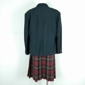 1円 ブレザー スカート リボン 上下4点セット 大きいサイズ 冬物 女子 学生服 茨城つくば秀英高校 緑 制服 中古 ランクC NA0549の画像2