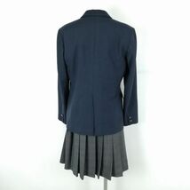 1円 ブレザー チェックスカート 紐タイ 上下4点セット 冬物 女子 学生服 中学 高校 紺 制服 中古 ランクC NA0537_画像2