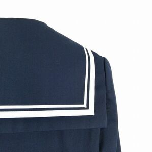 1円 セーラー服 スカート スカーフ 上下3点セット 165A オリーブデオリーブ 冬物 白2本線 女子 学生服 中学 高校 紺 中古 ランクB NA0131の画像3