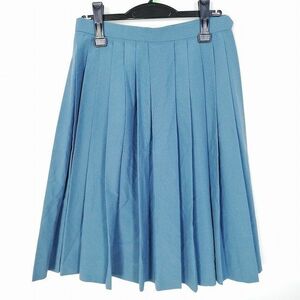 1円 スクールスカート 夏物 w66-丈61 グレー 中学 高校 プリーツ 学生服 制服 女子 中古 HK6177