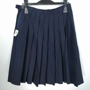 1円 スクールスカート 冬物 w68-丈57 紺 中学 高校 プリーツ 学生服 制服 女子 中古 HK6589の画像2