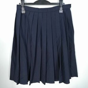 1円 スクールスカート 冬物 w68-丈57 紺 中学 高校 プリーツ 学生服 制服 女子 中古 HK6589の画像1