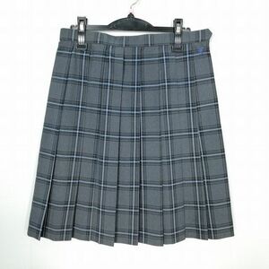 1円 スクールスカート 大きいサイズ 夏物 w72-丈58 チェック 静岡浜松東高校 プリーツ 学生服 制服 女子 中古 IN5259