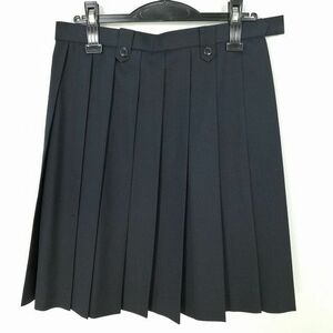 1円 スクールスカート 冬物 w69-丈55 ストライプ 大阪摂津高校 プリーツ 学生服 制服 女子 中古 IN5269