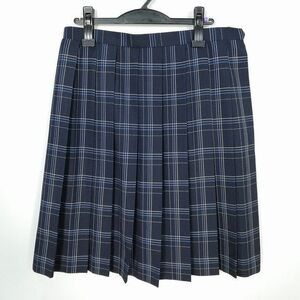 1円 スクールスカート 大きいサイズ 冬物 w75-丈69 チェック 中学 高校 プリーツ 学生服 制服 女子 中古 IN5238