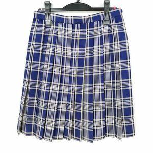 1円 スクールスカート 冬物 w63-丈52 チェック 埼玉山村学園高校 プリーツ 学生服 制服 女子 中古 IN5301