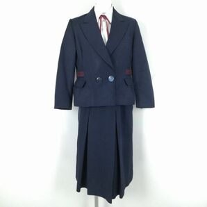 1円 ブレザー スカート 紐タイ 上下4点セット 155A 冬物 女子 学生服 長崎東中学高校 紺 制服 中古 ランクC NA0708の画像1