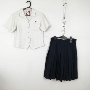 1円 ブラウス スカート 上下2点セット 夏物 女子 学生服 中学 高校 白 制服 中古 ランクC EY2291